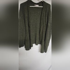 Dark Green Cardigan Sweater With Pockets